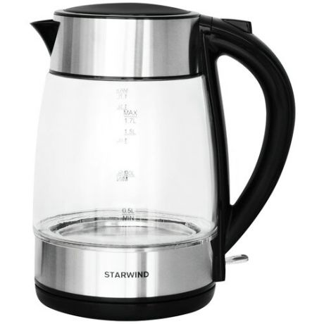 Чайник STARWIND SKG3026 черный/серебристый стекло