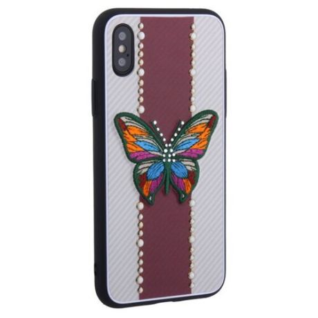 Чехол для iPhone XS/ X (5.8")TOTU Butterfly Love Series -019 Бабочка Red