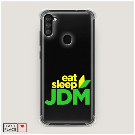 Чехол силиконовый Противоударный Samsung Galaxy A11 JDM logo green