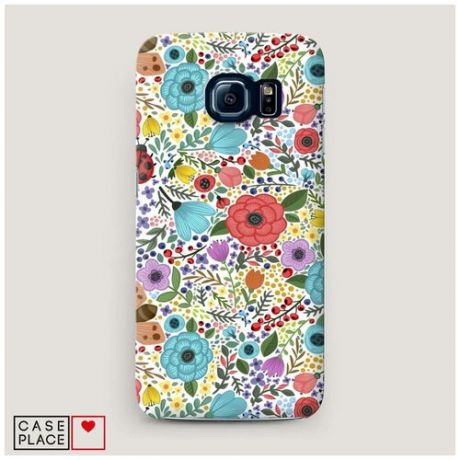 Чехол Пластиковый Samsung Galaxy S6 Жучки цветочки ягодки