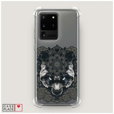 Чехол силиконовый Противоударный Samsung Galaxy S20 Ultra Медведь в узорах