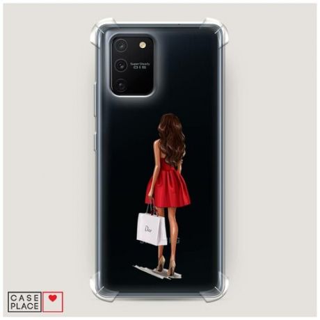 Чехол силиконовый Противоударный Samsung Galaxy S10 Lite Девушка в красном мини-платье