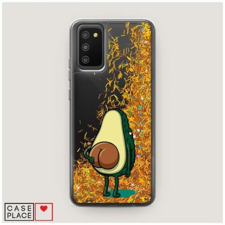 Чехол Жидкий с блестками Samsung Galaxy A02s Попа авокадо