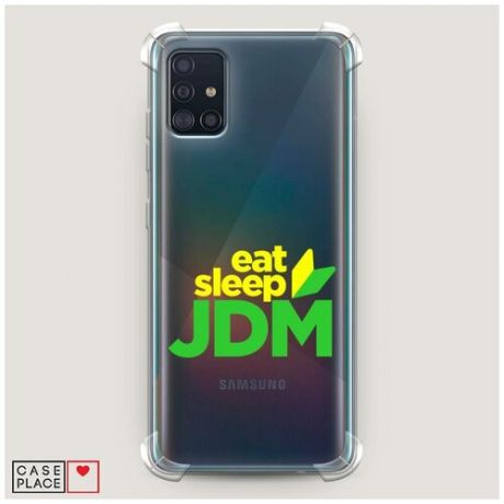 Чехол силиконовый Противоударный Samsung Galaxy A51 JDM logo green