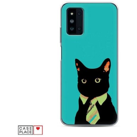 Чехол Силиконовый Samsung Galaxy F52 Черный кот в галстуке