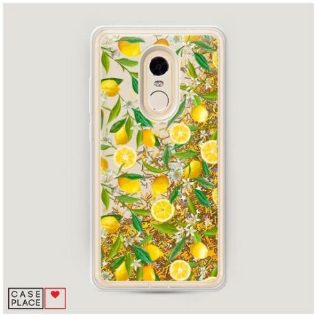 Чехол Жидкий с блестками Xiaomi Redmi Note 4X Сочные лимоны