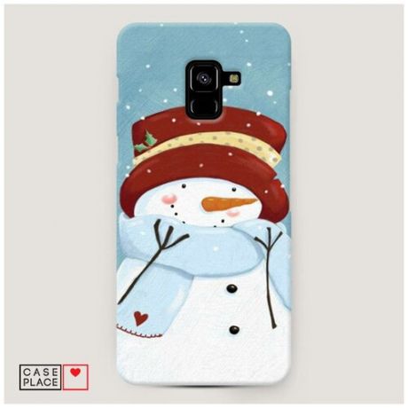 Чехол Пластиковый Samsung Galaxy A8 Plus 2018 Застенчивый снеговик