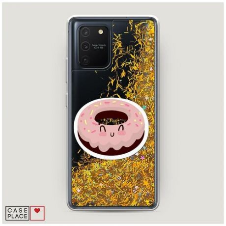 Чехол Жидкий с блестками Samsung Galaxy S10 Lite Сладкий пончик в глазури