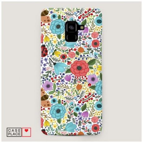 Чехол Пластиковый Samsung Galaxy A8 Plus 2018 Жучки цветочки ягодки