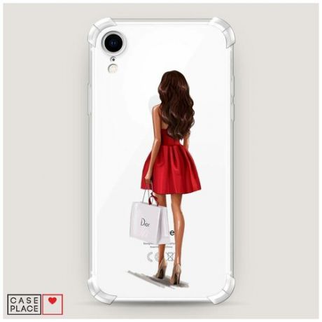 Чехол силиконовый Противоударный iPhone XR (10R) Девушка в красном мини-платье