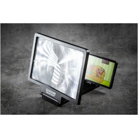 Подставка для телефона AMFOX F01 с увеличением изображения и 3D рамкой, черная / увеличитель экрана, линза, держатель для смартфона