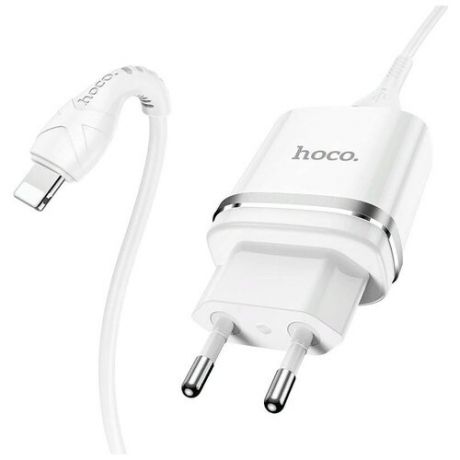 Адаптер питания Hoco N1 Ardent single port charger с кабелем Lightning (USB: 5V max 2.4A) Белый