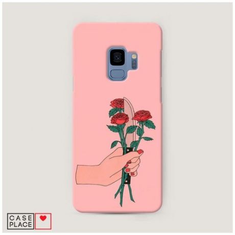 Чехол Пластиковый Samsung Galaxy S9 Розы и нож