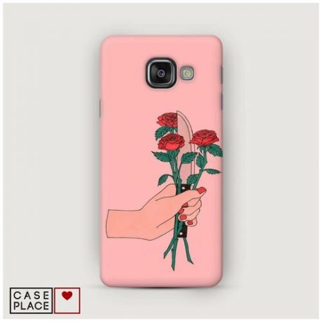 Чехол Пластиковый Samsung Galaxy A7 2016 Розы и нож