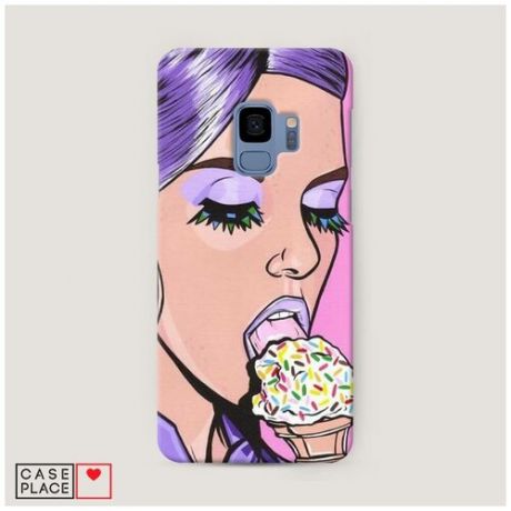 Чехол Пластиковый Samsung Galaxy S9 Девушка с мороженым