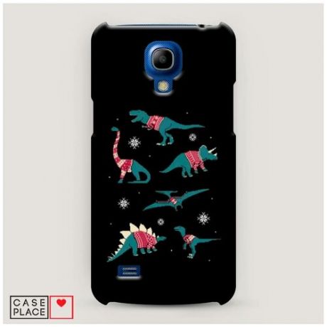 Чехол Пластиковый Samsung Galaxy S4 mini Динозавры в свитерах