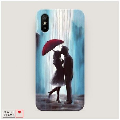 Чехол Пластиковый Xiaomi Redmi 9A Влюбленная пара под зонтом