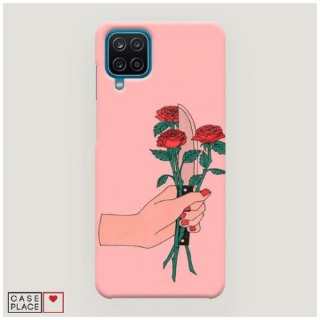 Чехол Пластиковый Samsung Galaxy A12 Розы и нож