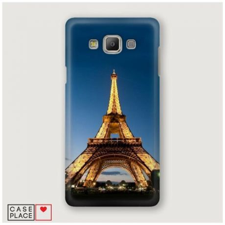 Чехол Пластиковый Samsung Galaxy A7 Эйфелева башня ночью