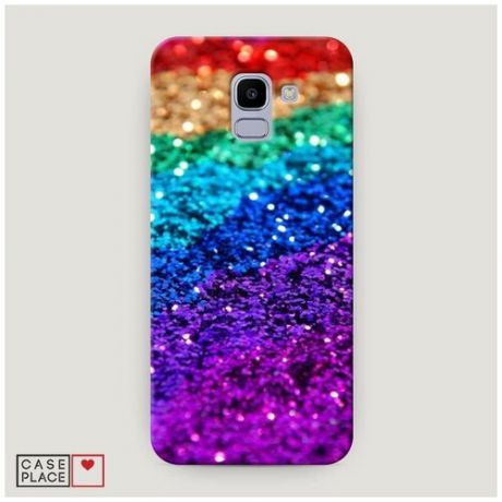 Чехол Пластиковый Samsung Galaxy J6 2018 Блестящая радуга рисунок