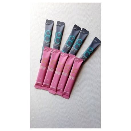 Набор 10 шт. Шампунь с пробиотиками для защиты цвета Masil 5 Probiotics Color Radiance Shampoo 8 мл.*5 шт + Экспресс-маска для объема волос Masil 8 Seconds Liquid Hair Mask — 8 мл. * 5 шт.