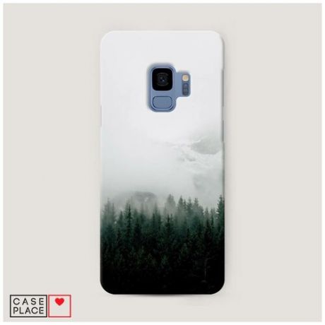 Чехол Пластиковый Samsung Galaxy S9 Туманный лес черно белый