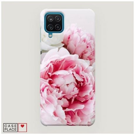Чехол Пластиковый Samsung Galaxy M12 Розовые и белые пионы