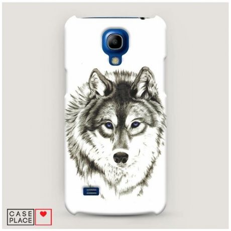 Чехол Пластиковый Samsung Galaxy S4 mini Волк с голубыми глазами