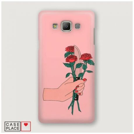 Чехол Пластиковый Samsung Galaxy A3 Розы и нож