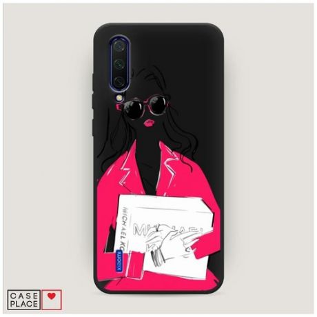 Чехол силиконовый Матовый Xiaomi Mi A3 Lite Девушка в розовом пиджаке эскиз