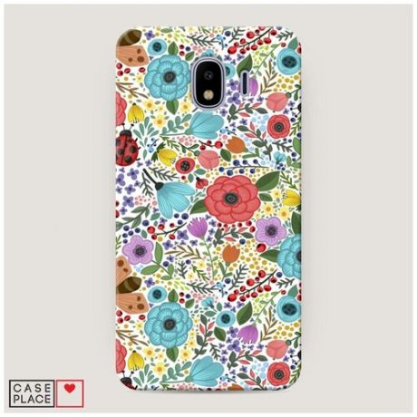 Чехол Пластиковый Samsung Galaxy J4 Жучки цветочки ягодки