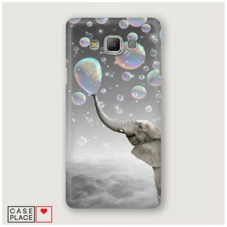 Чехол Пластиковый Samsung Galaxy A7 Слон и мыльные пузыри