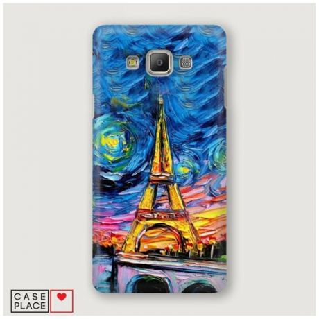 Чехол Пластиковый Samsung Galaxy A7 Эйфелева башня-гуашь
