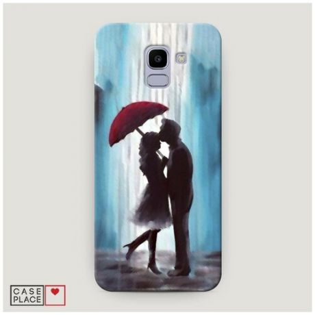 Чехол Пластиковый Samsung Galaxy J6 2018 Влюбленная пара под зонтом