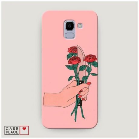 Чехол Пластиковый Samsung Galaxy J6 2018 Розы и нож