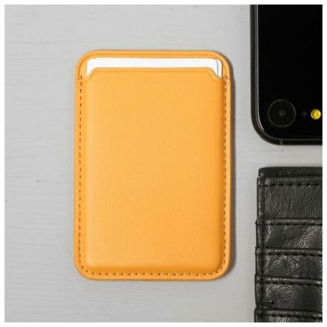 Кожаный чехол- бумажник LuazON. поддержка MagSafe для iPhone 12/Pro/mini/Pro Max. оранжевый 6342905