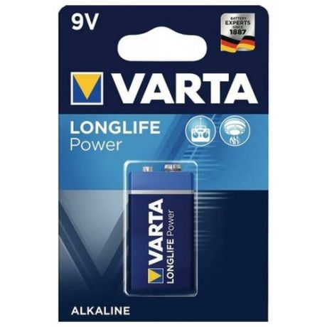 Батарейка Varta LONGLIFE POWER Крона 6LR61 BL1 Alkaline 9V 04922