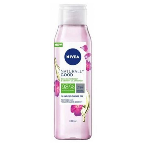 Гель для душа с ароматом розы и биоаргановым маслом Nivea "Naturally Good", 300 мл