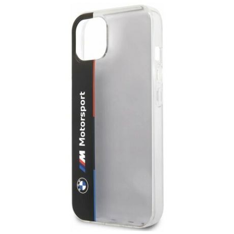BMW для iPhone 13 чехол Motorsport PC/TPU Tricolor Vertical Hard Transp/Black