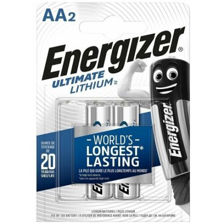 Батарейки Energizer Ultimate Lithium пальчиковые AA LR6 (2 штуки в упаковке)