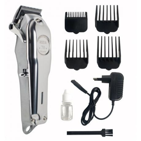 Профессиональная машинка для стрижки волос Rozia HQ2207, Стрижка в домашних условиях, серебреная, цельнометаллическая