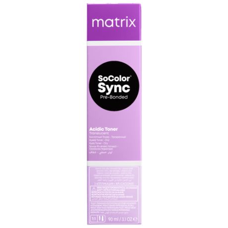 Matrix SoColor Sync Pre-Bonded Acidic Toner кислотный тонер для волос с блондером, 8A прозрачный пепельный, 90 мл