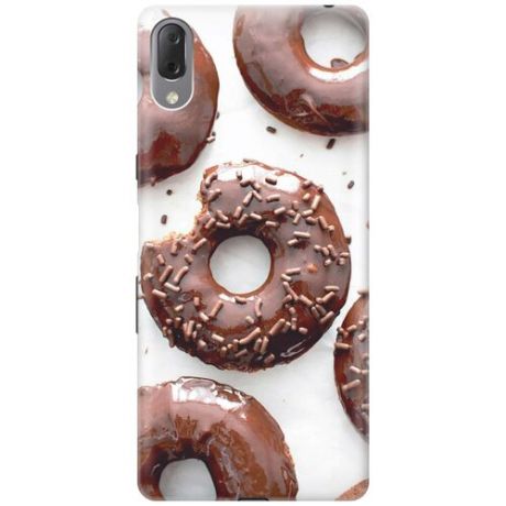 Силиконовый чехол на Sony Xperia L3 / Сони Иксперия Л3 с эффектом блеска "Пончики в шоколадной глазури