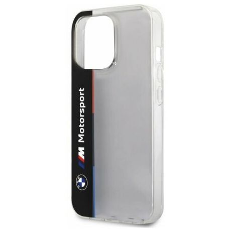 BMW для iPhone 13 Pro чехол Motorsport PC/TPU Tricolor Vertical Hard Transp/Black