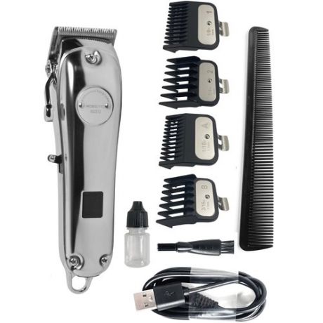 Профессиональная машинка для стрижки волос Rozia Pro HQ2212, Триммер для стрижки HQ2212, серебряный, цельнометаллический