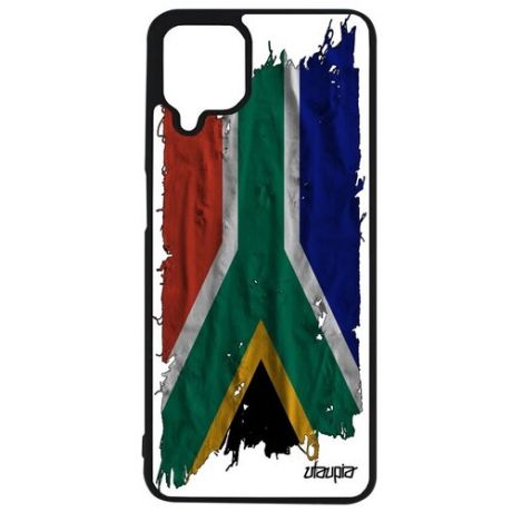 Ударопрочный чехол для мобильного // Samsung Galaxy A12 // "Флаг Ямайки на ткани" Страна Дизайн, Utaupia, белый