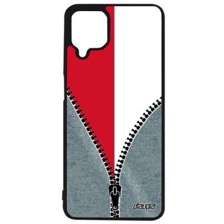 Стильный чехол для смартфона // Galaxy A12 // "Флаг Туниса на молнии" Государственный Стиль, Utaupia, серый