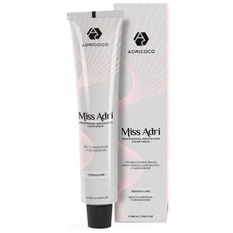ADRICOCO Miss Adri крем-краска для волос с кератином, 1.0 черный, 100 мл
