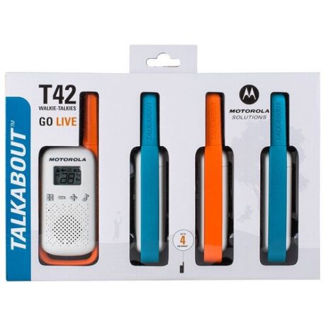 Комплект раций Motorola Talkabout T42 Quad белый/голубой/оранжевый