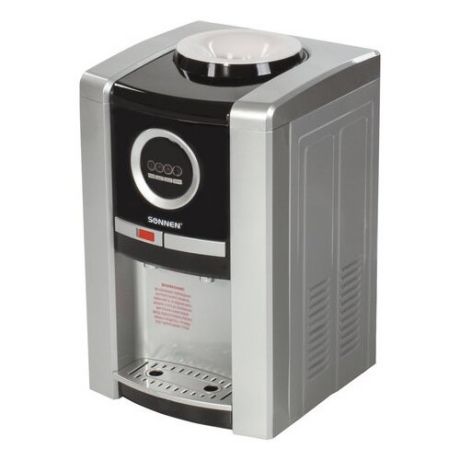 Кулер для воды SONNEN TEB-02, настольный, нагрев/охлаждение электронное, 2 крана, серебристый/черный, 453981, 453981